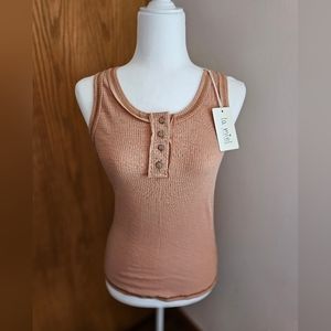 La Miel butterscotch ribbed tank top Medium